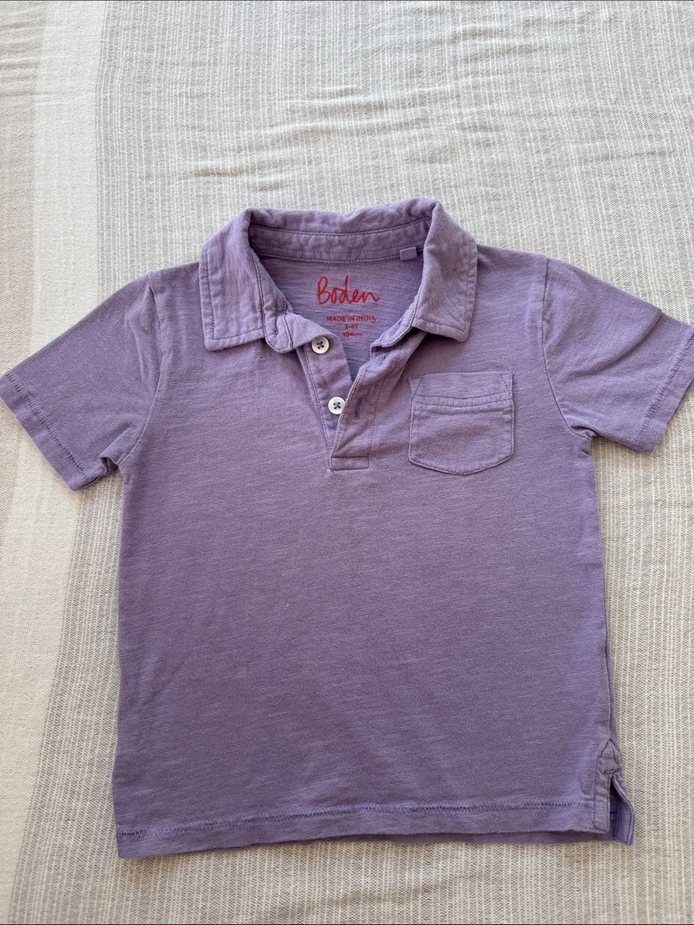 Boden Kids Lavender Short-Sleeve Polo with Chest Pocket